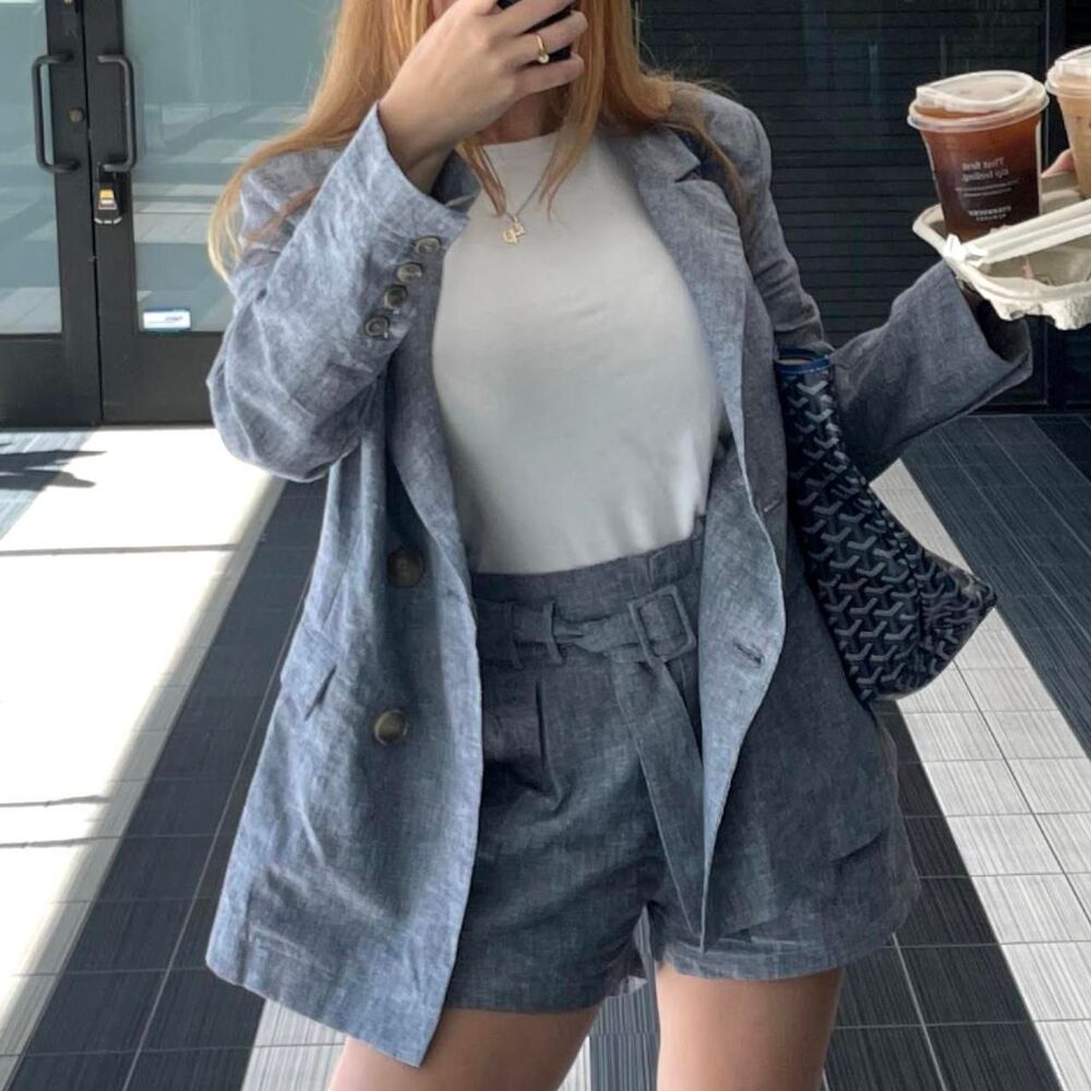 Heartloom Women's Blue Blazer and Shorts Set